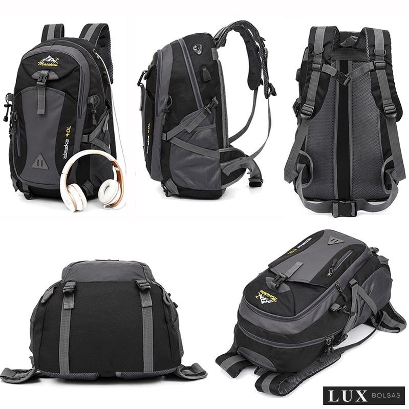 Mochila Masculina Montanhismo USB à prova d'água